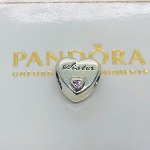 🌞📖Pandora Sister Heart Charm LOVE Sister Birthday gift